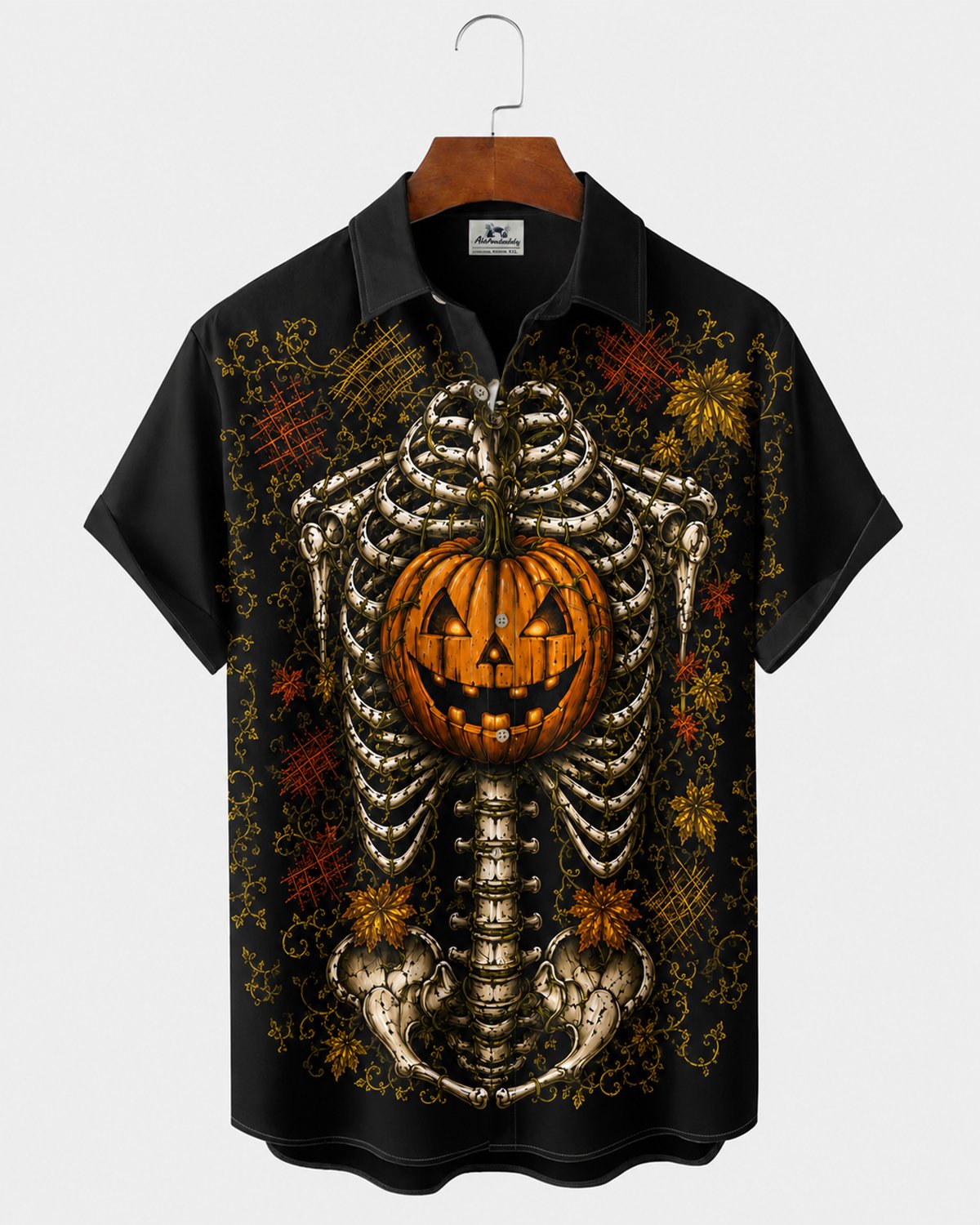 Alohadaddy® Men's Short-Sleeve Button-Down Shirt with Pocket Halloween Print