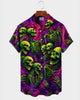 Alohadaddy® Men's Short-Sleeve Button-Down Shirt with Pocket Halloween  Skull Print