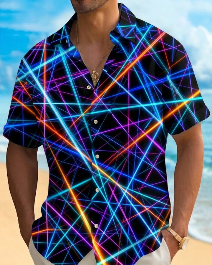 Alohadaddy® Casual Abstract Art Striped Light Print Men&
