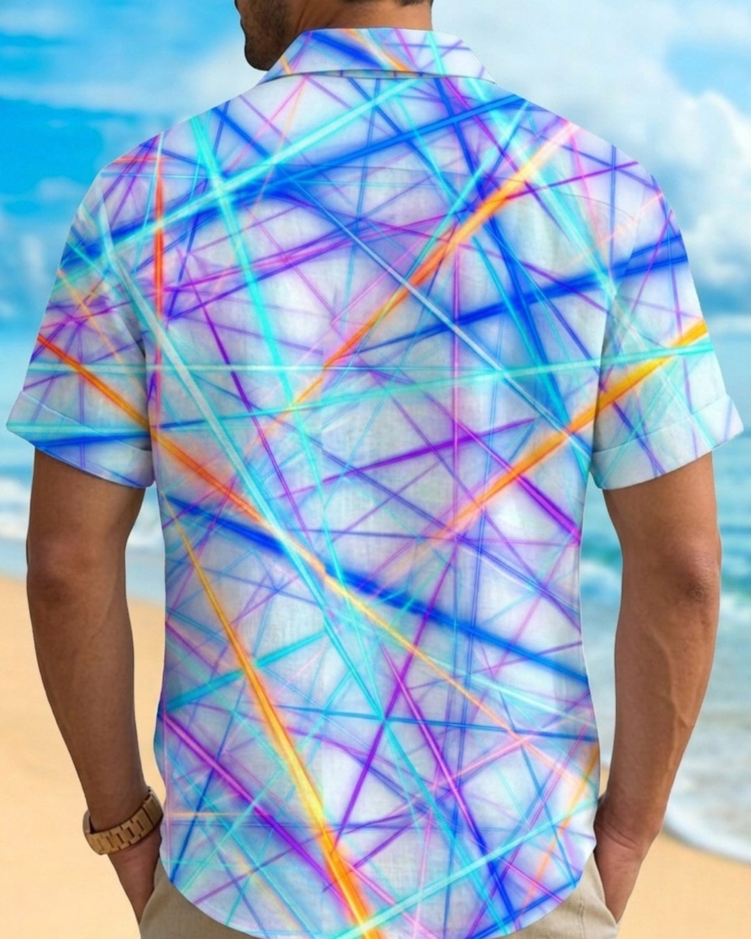 Alohadaddy® Casual Abstract Art Striped Light Print Men&