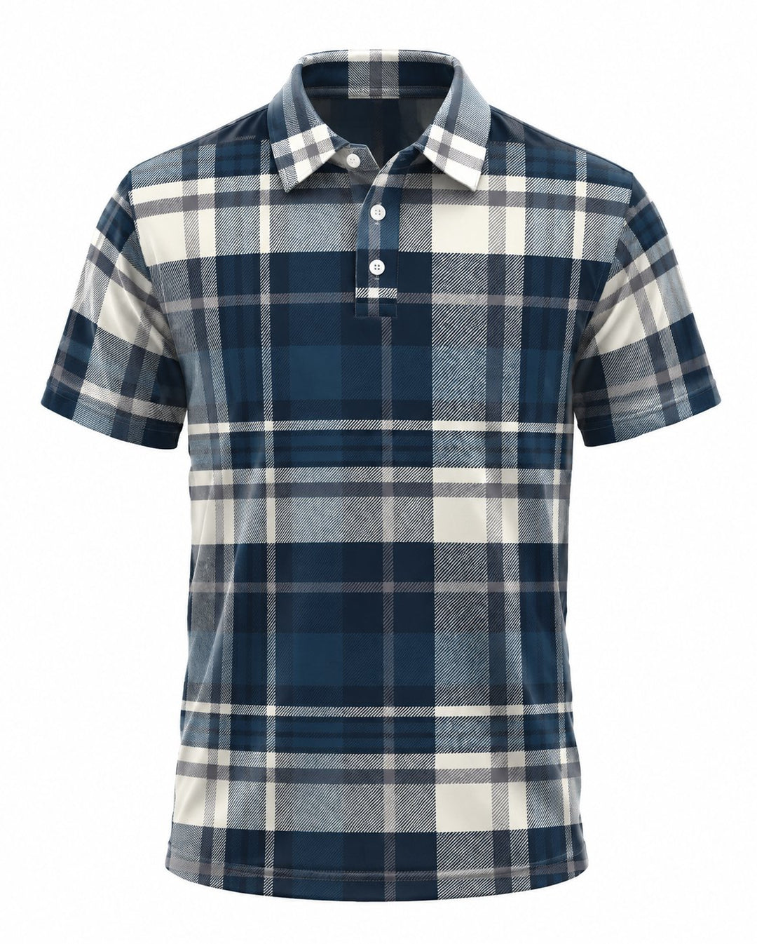 Men’s Basic Casual Checkered pattern Retro Print Button Down Polo Short-Sleeve Big &amp; Tall