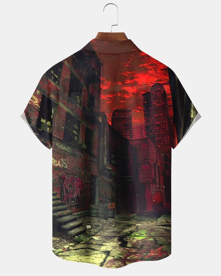 Alohadaddy® Halloween Bloodstain Street Print Men&
