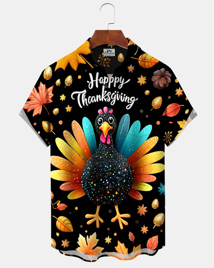 Alohadaddy® Thanksgiving Turkey and Maple Leaf Print Men&
