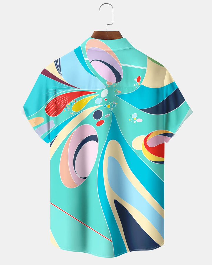 Alohadaddy® Casual Abstract Art Atomic Geometric Stripe Polka Dot Print Men&