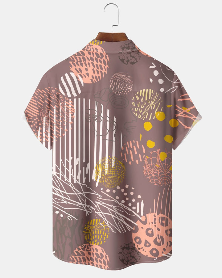 Alohadaddy® Casual Abstract Art Geometric Stripe Print Men&