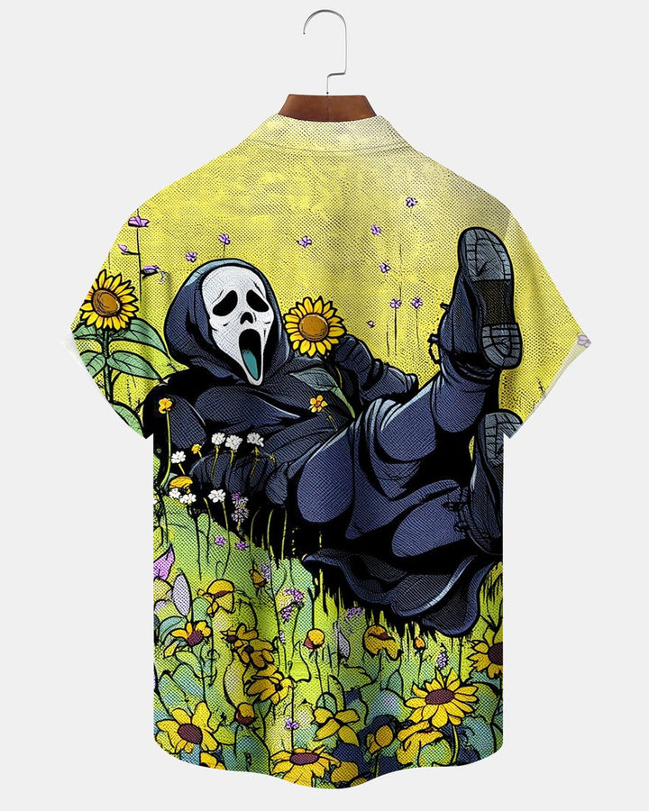 Alohadaddy® Halloween Death Flower and Grass Print Men&