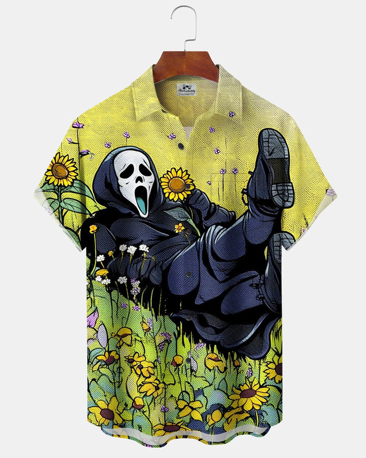 Alohadaddy® Halloween Death Flower and Grass Print Men&