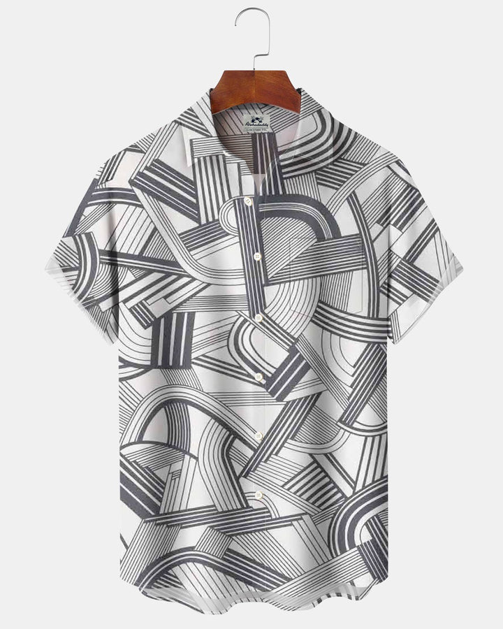 Alohadaddy® Casual Abstract Striped Print Men&