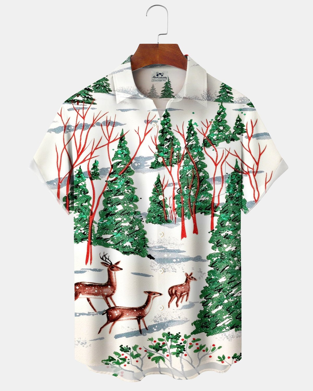 Alohadaddy® Holiday Christmas Reindeer and Christmas Tree Print Men&
