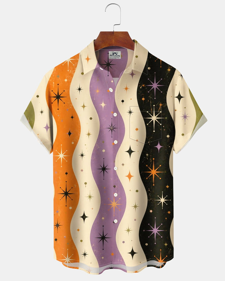 Alohadaddy® Casual Abstract Striped Geometric Star Print Men&