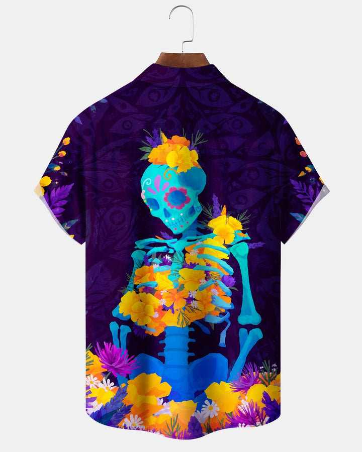 Alohadaddy® Day of the Dead Skull and Floral Print Men&