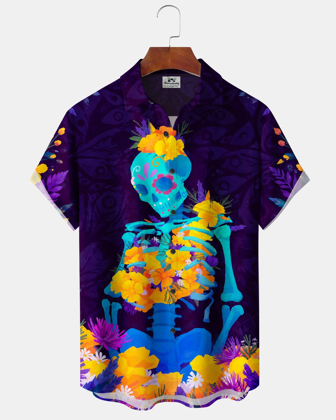 Alohadaddy® Day of the Dead Skull and Floral Print Men&