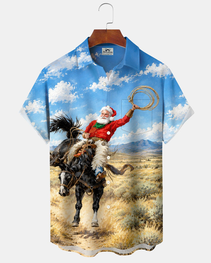 Alohadaddy® Holiday Christmas Santa Horse Print Men&