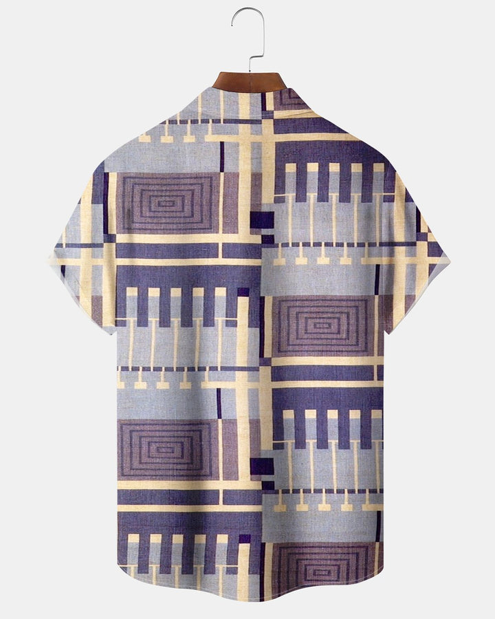 Alohadaddy® Retro Casual Geometric Stripe Abstract Art Print Men&