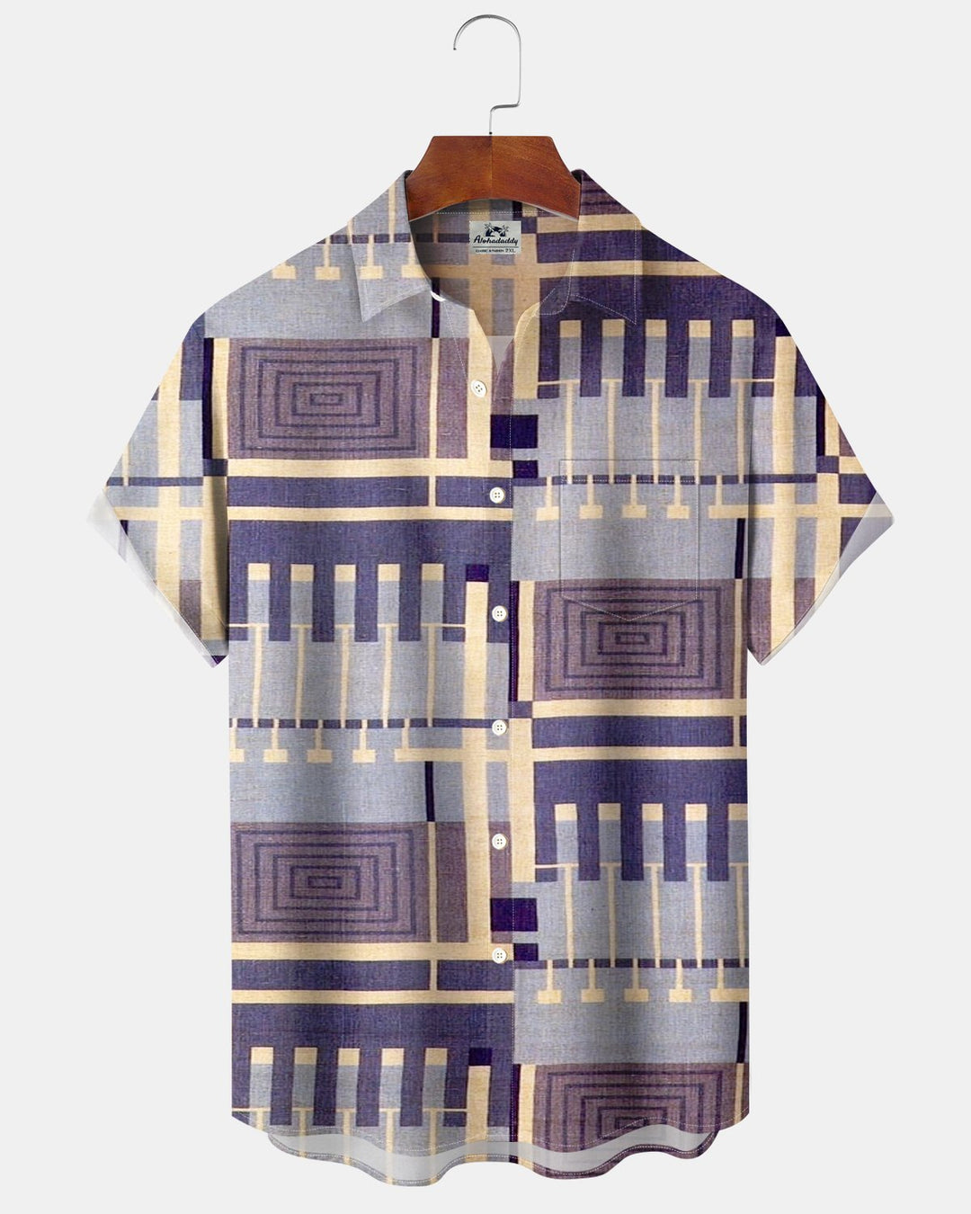 Alohadaddy® Retro Casual Geometric Stripe Abstract Art Print Men&