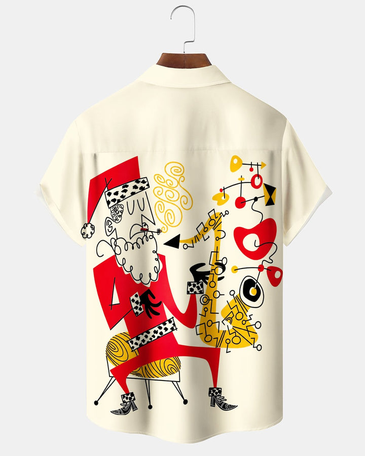 Alohadaddy® Holiday Christmas Music Atomic Geometric Print Men&