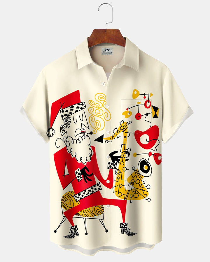 Alohadaddy® Holiday Christmas Music Atomic Geometric Print Men&
