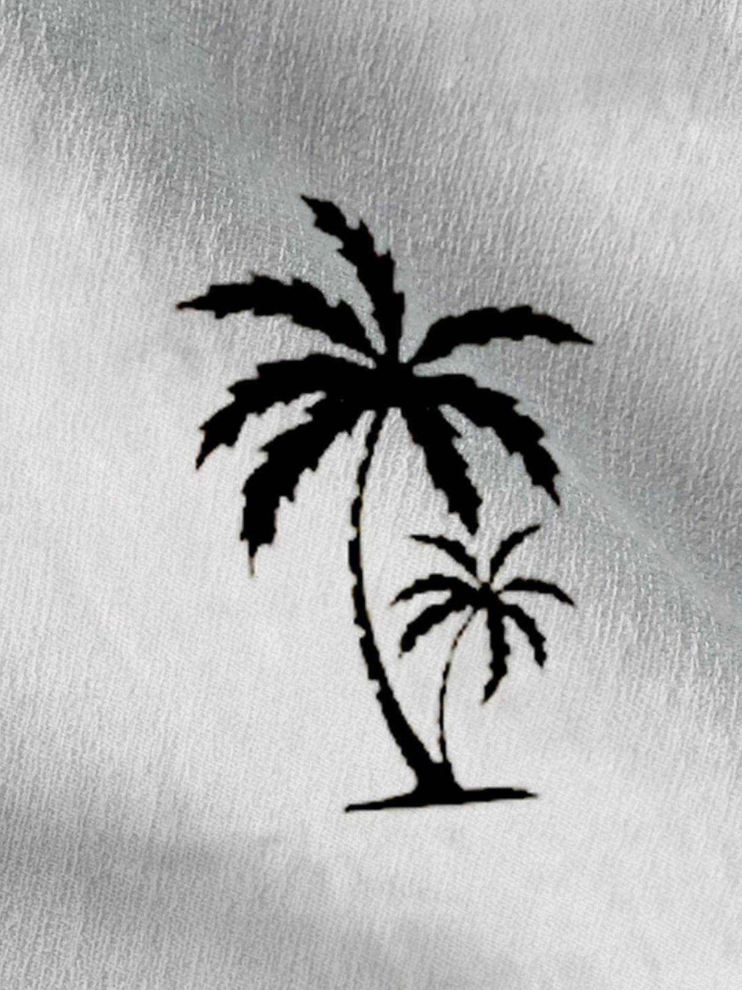 Alohadaddy flax coconut tree print breathable moisture absorption casual shorts