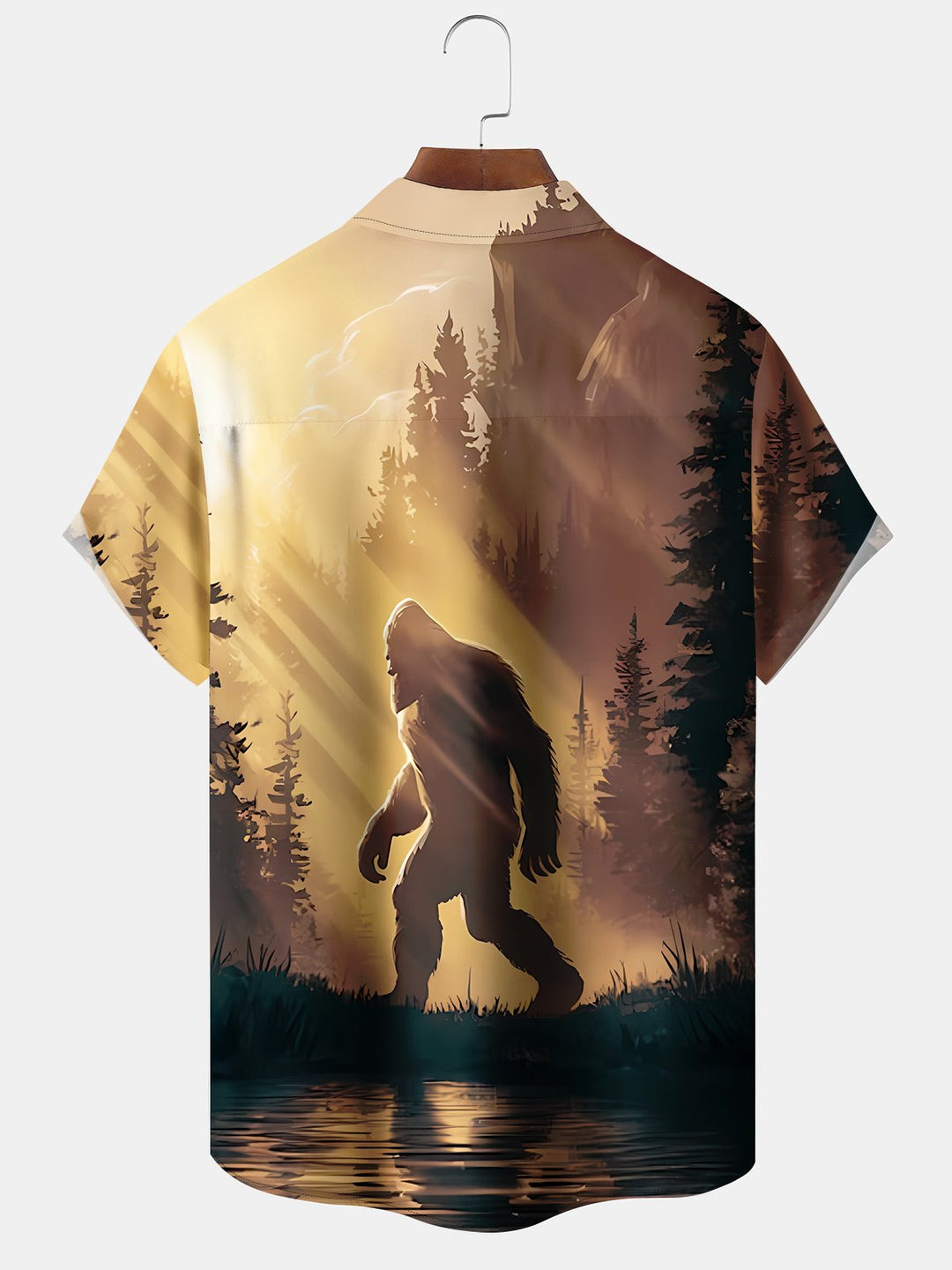 Alohadaddy Hawaii Resort Style Bigfoot Print Art Button Stretch Large Size Men&