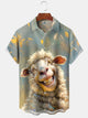 Alohadaddy Casual Sheep Ink Painting Art Button Cardigan Pocket Stretch Large Size Long Short Sleeve Shirt