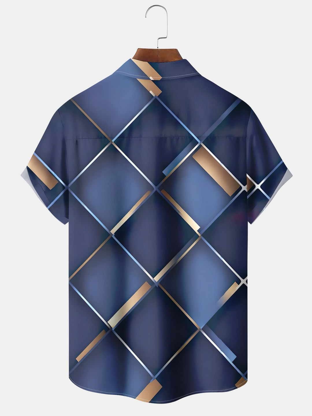 Alohadaddy® Vintage Geometric Art Print Chest Pocket Stretch Hawaiian Short Sleeve Shirt Big &amp; Tall