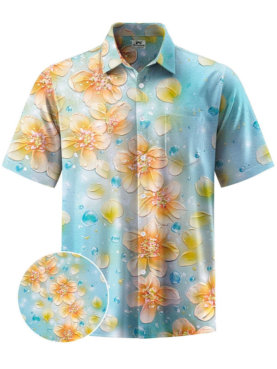 Alohadaddy® Hawaiian Flowers Print Chest Pocket Mens Short Sleeve Shirt Big &amp; Tall