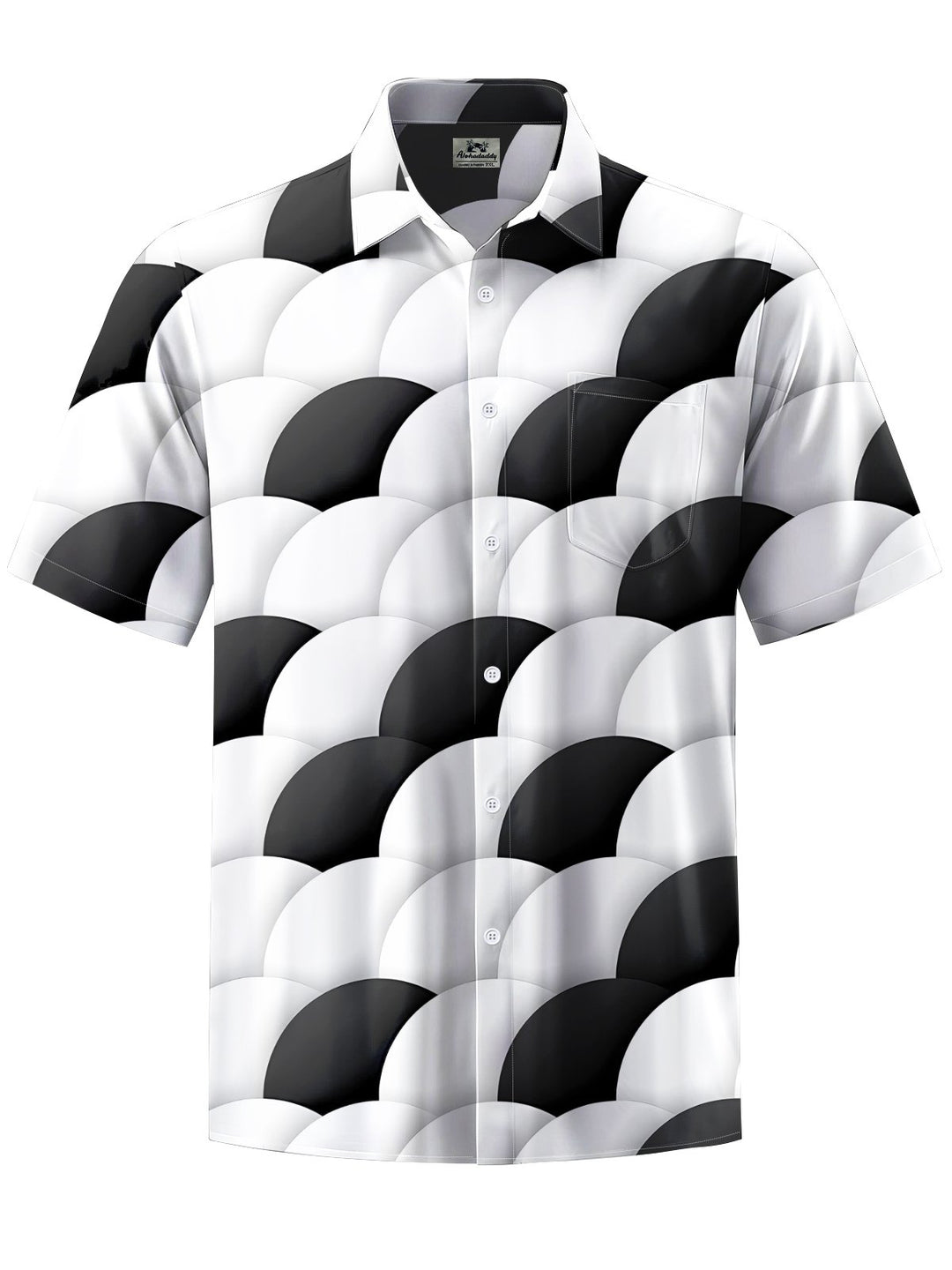 Alohadaddy® Casual Geometric Art Print Chest Pocket Men&