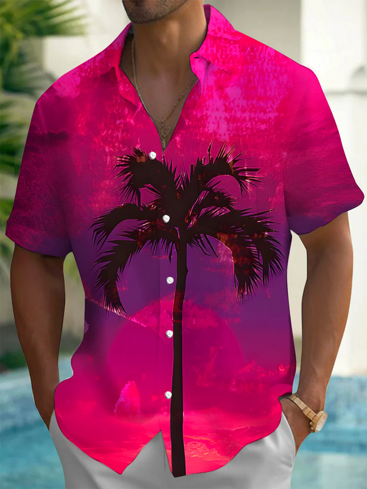 Alohadaddy® Hawaii Palm Tree Art Print Chest Pocket Men&