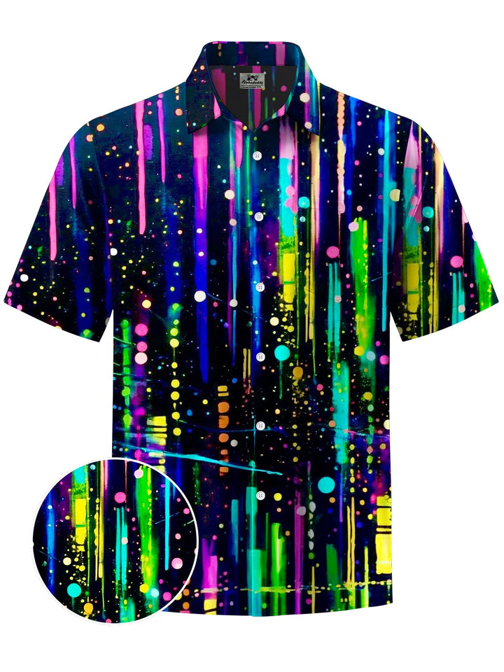 Alohadaddy® Casual Stripe Art Print Chest Pocket Men&