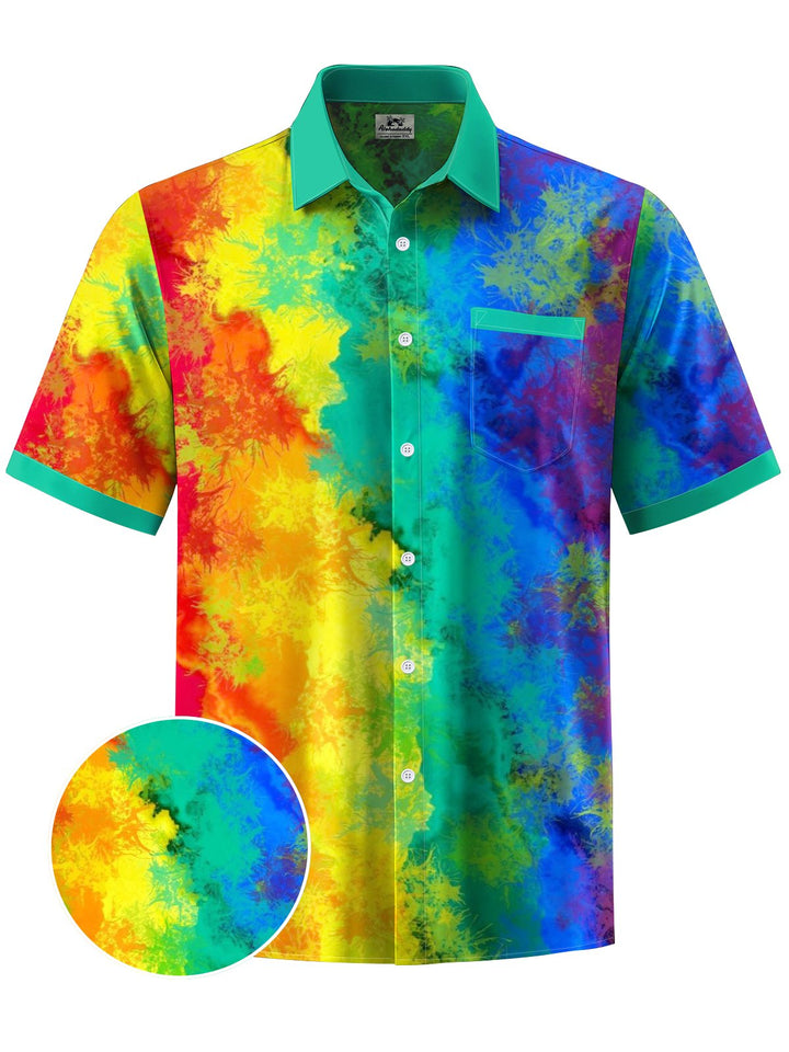 Alohadaddy® Hawaiian Abstract Art Print Chest Pocket Mens Short Sleeve Shirts Big &amp; Tall