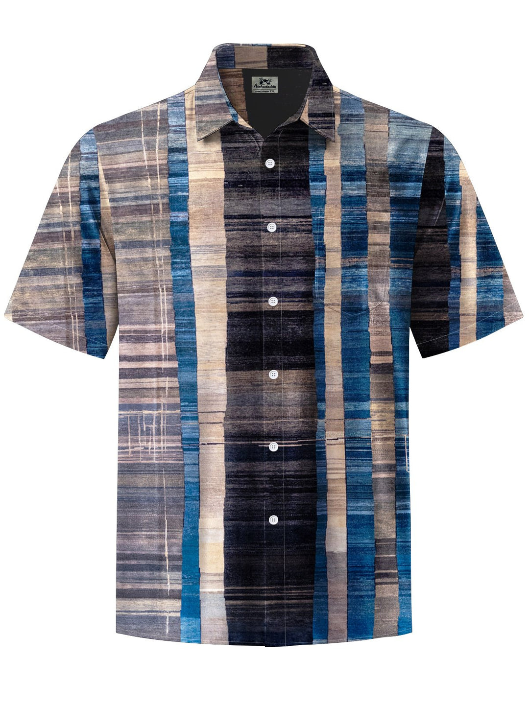 Alohadaddy® Vintage Stripe Geometric Art Print Chest Pocket Men&