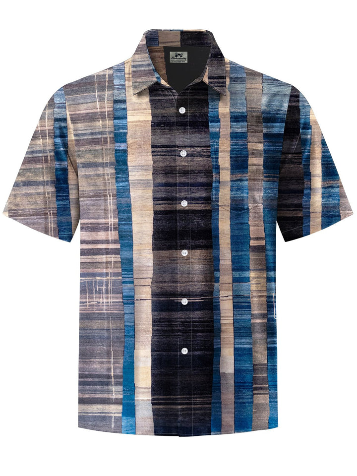 Alohadaddy® Vintage Stripe Geometric Art Print Chest Pocket Men&