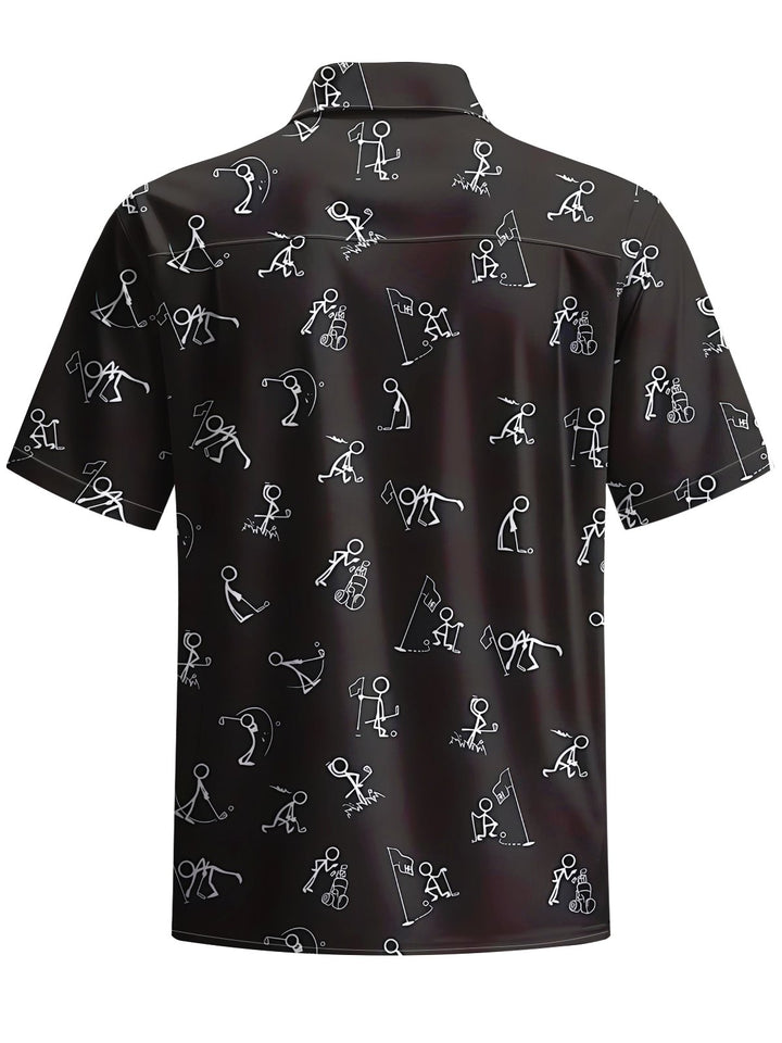 Alohadaddy® Casual Golf Art Print Chest Pocket Men&