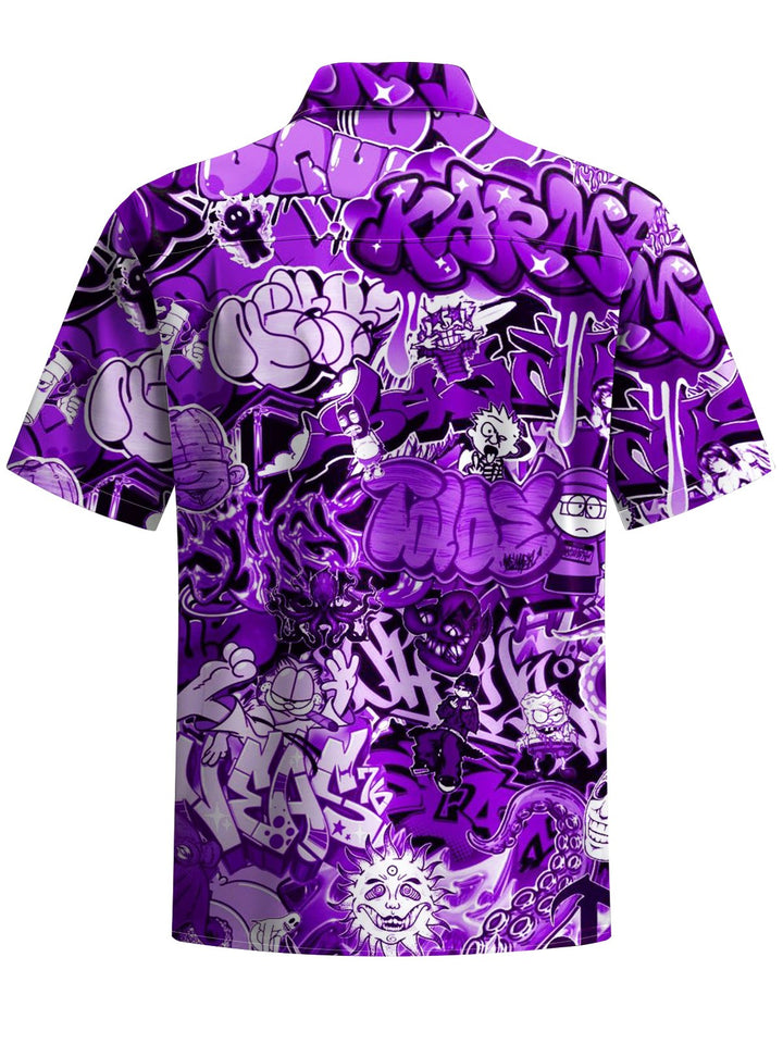 Alohadaddy® Vintage Graffiti Art Print Chest Pocket Men&