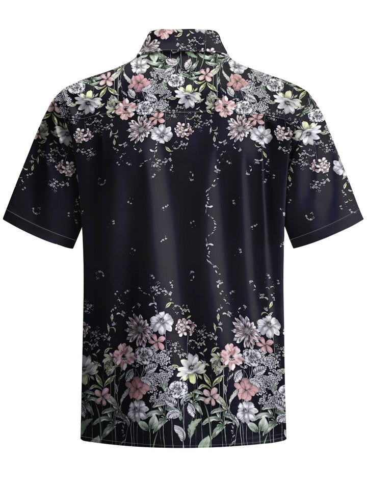 Alohadaddy® Casual Floral Art Print Chest Pocket Men&
