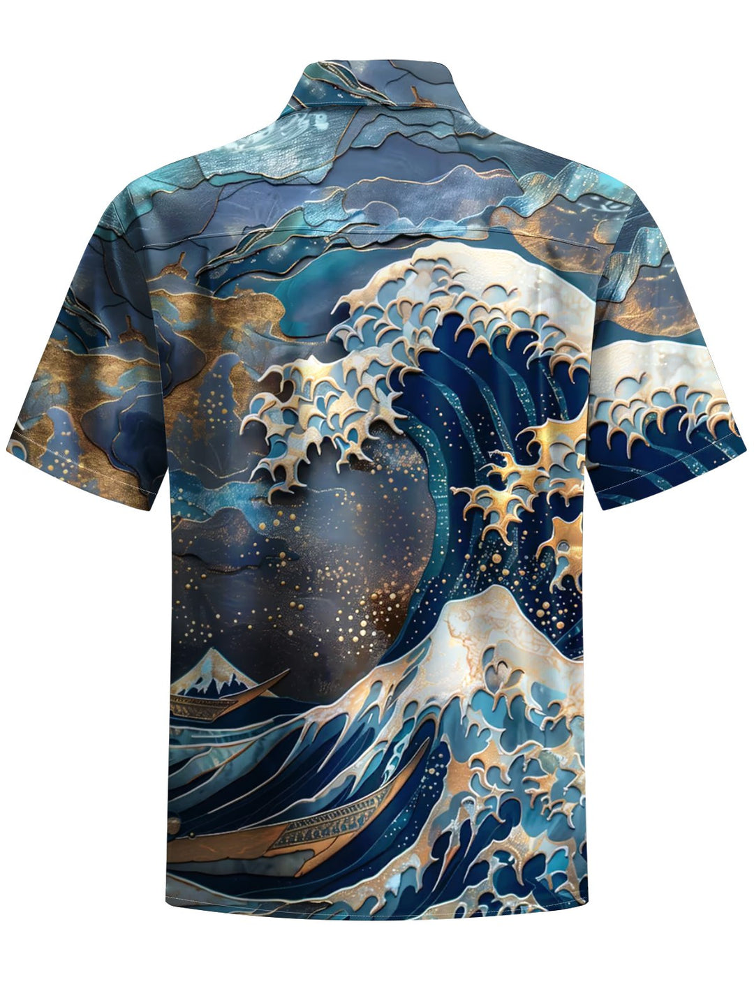 Alohadaddy® Casual Ukiyo-e Print Art Chest Pocket Men Short Sleeve Shirt Big &amp; Tall