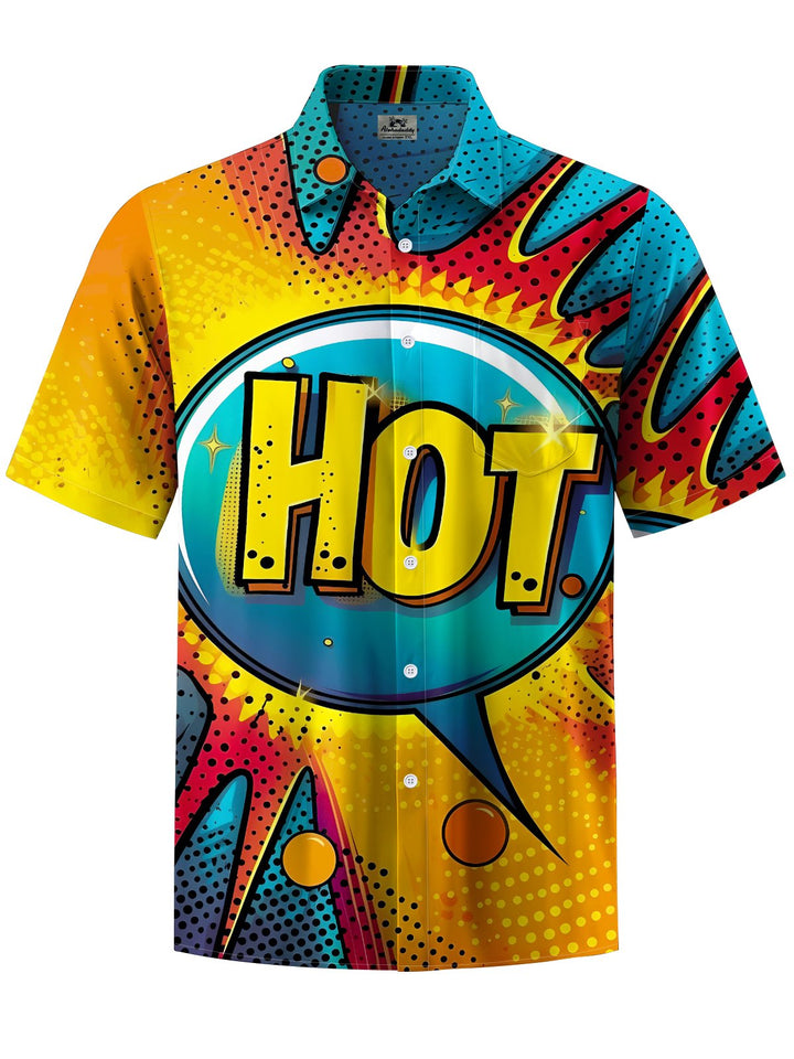 Alohadaddy® Casual Graffiti Lettering Print Art Chest Pocket Men&