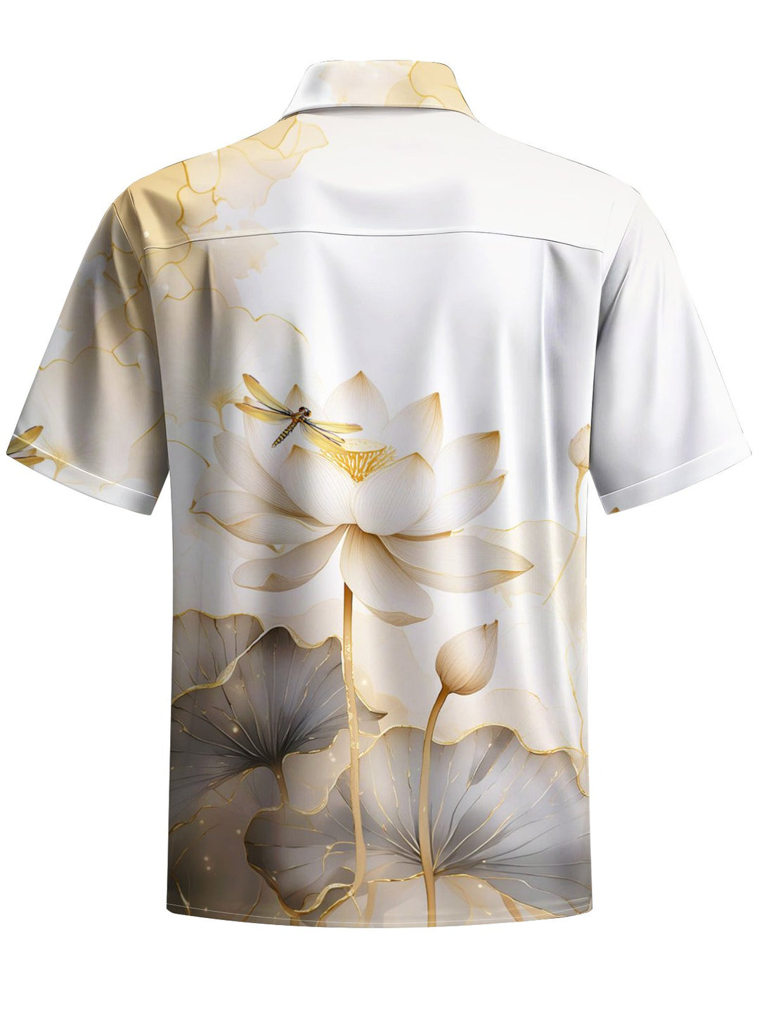 Alohadaddy® Casual Lotus Painting Art Print Chest Pocket Men&