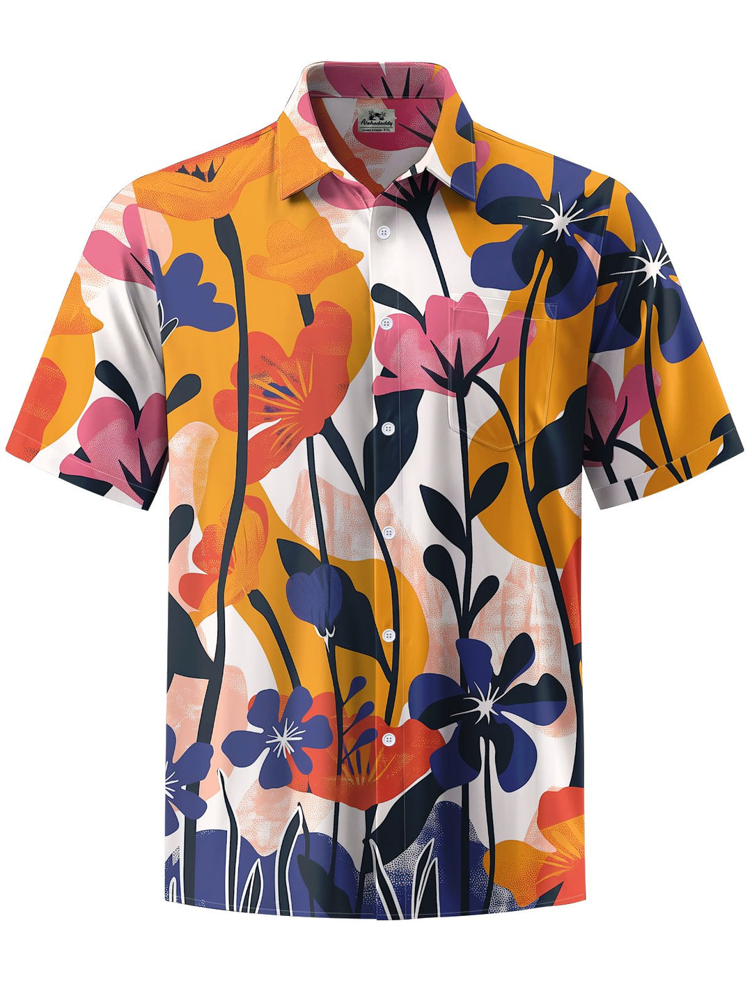 Alohadaddy® Hawaiian Floral Art Print Chest Pocket Men&