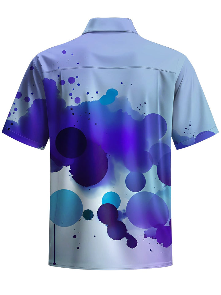 Alohadaddy® Casual Ink and Wash Print Art Chest Pocket Men&