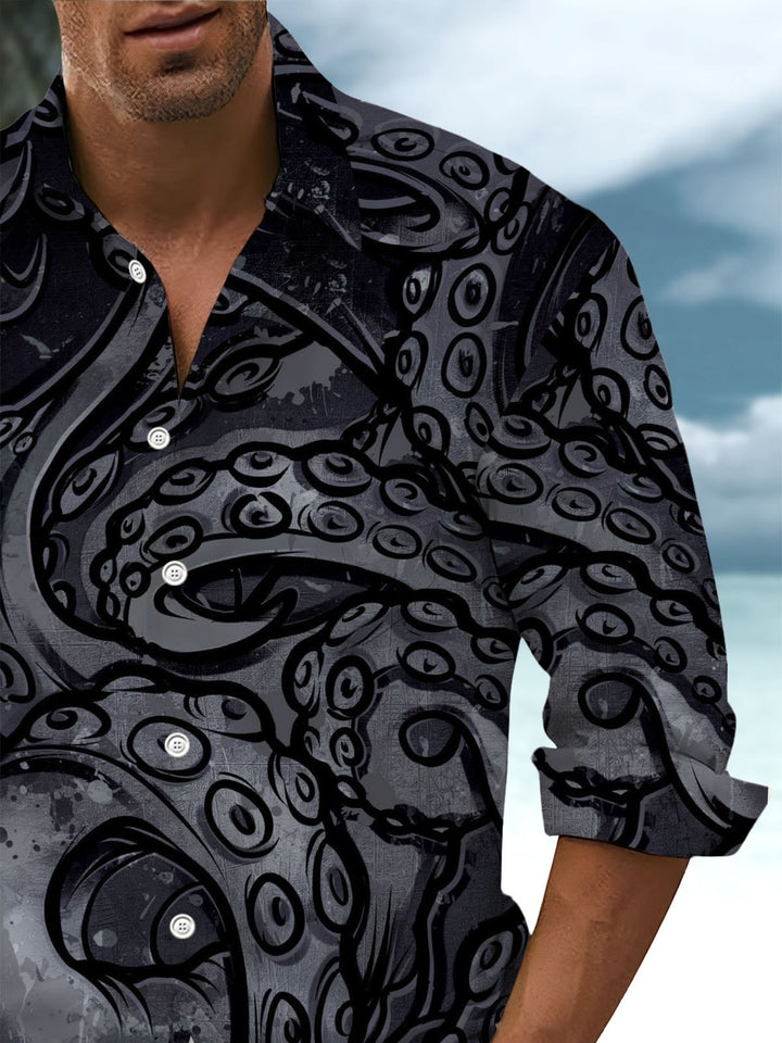 Alohadaddy® Vintage Octopus Print Art Pocket Stretch Men&