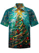 Alohadaddy® Christmas Tree Print Art Pocket Stretch Men's Short Sleeve Shirt Big & Tall