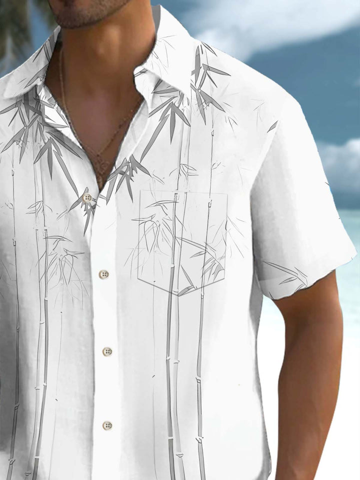 Alohadaddy® Casual Bamboo Watercolor Print Art Stretch Pocket Men&