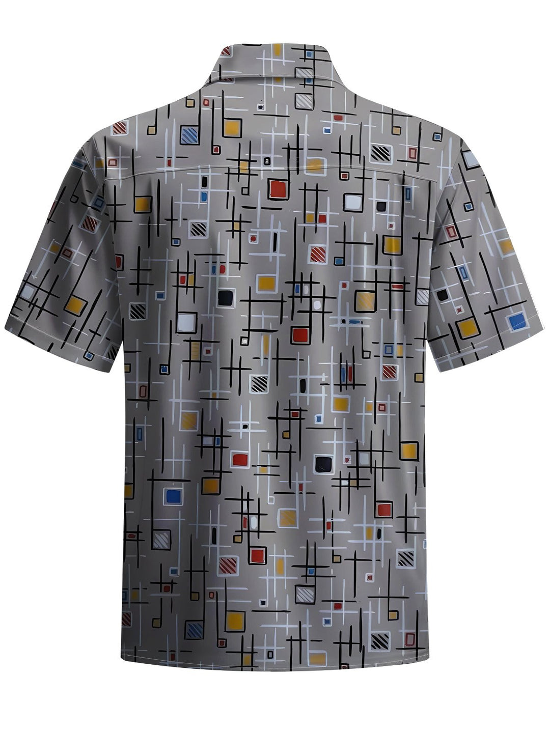 Alohadaddy® Retro Geometric Print Stretch Pocket Button Men&