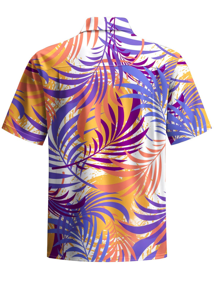 Alohadaddy® Hawaiian Palm Leaf Print Button Pocket Stretch Men&