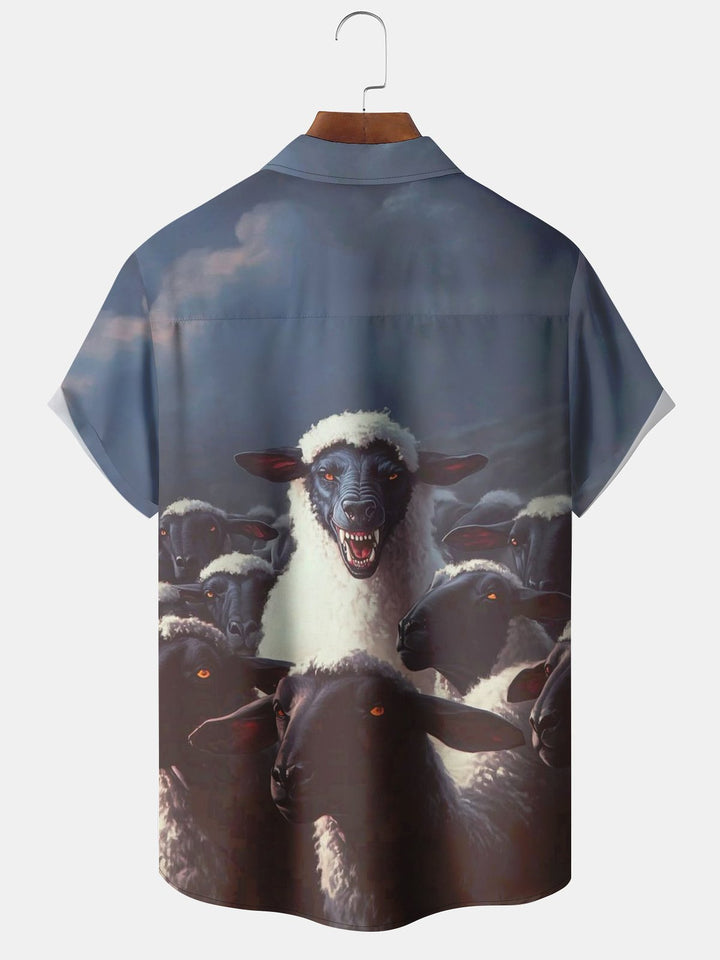 Alohadaddy® Vintage Eye-Catching Evil Sheep Print Pocket Stretch Men&