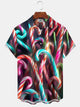 Alohadaddy® Christmas Candy Cane Printed Pocket Elastic Button Men's Short Sleeve Shirt Big & Tall