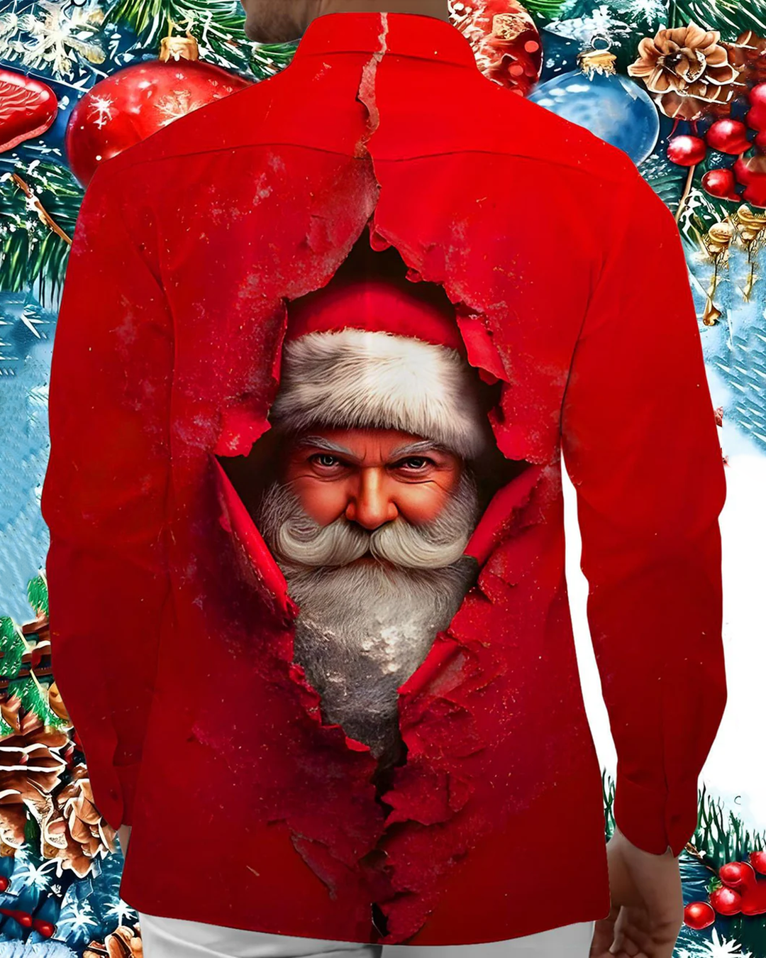 Alohadaddy® Christmas Santa Print Pocket Elastic Button Closure Men&