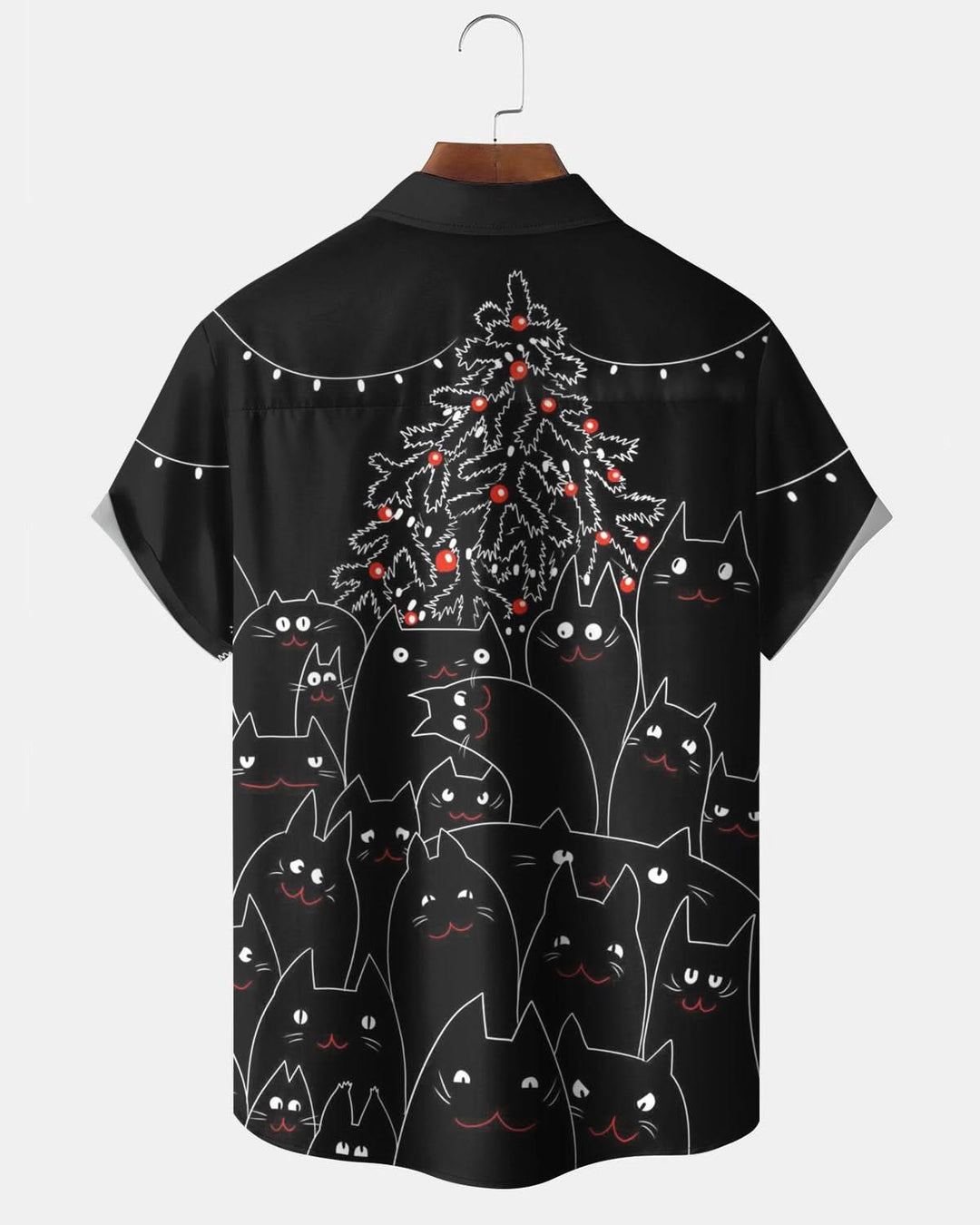 Alohadaddy® Christmas Cat Christmas Tree Stick Figure Pocket Elastic Button Men&