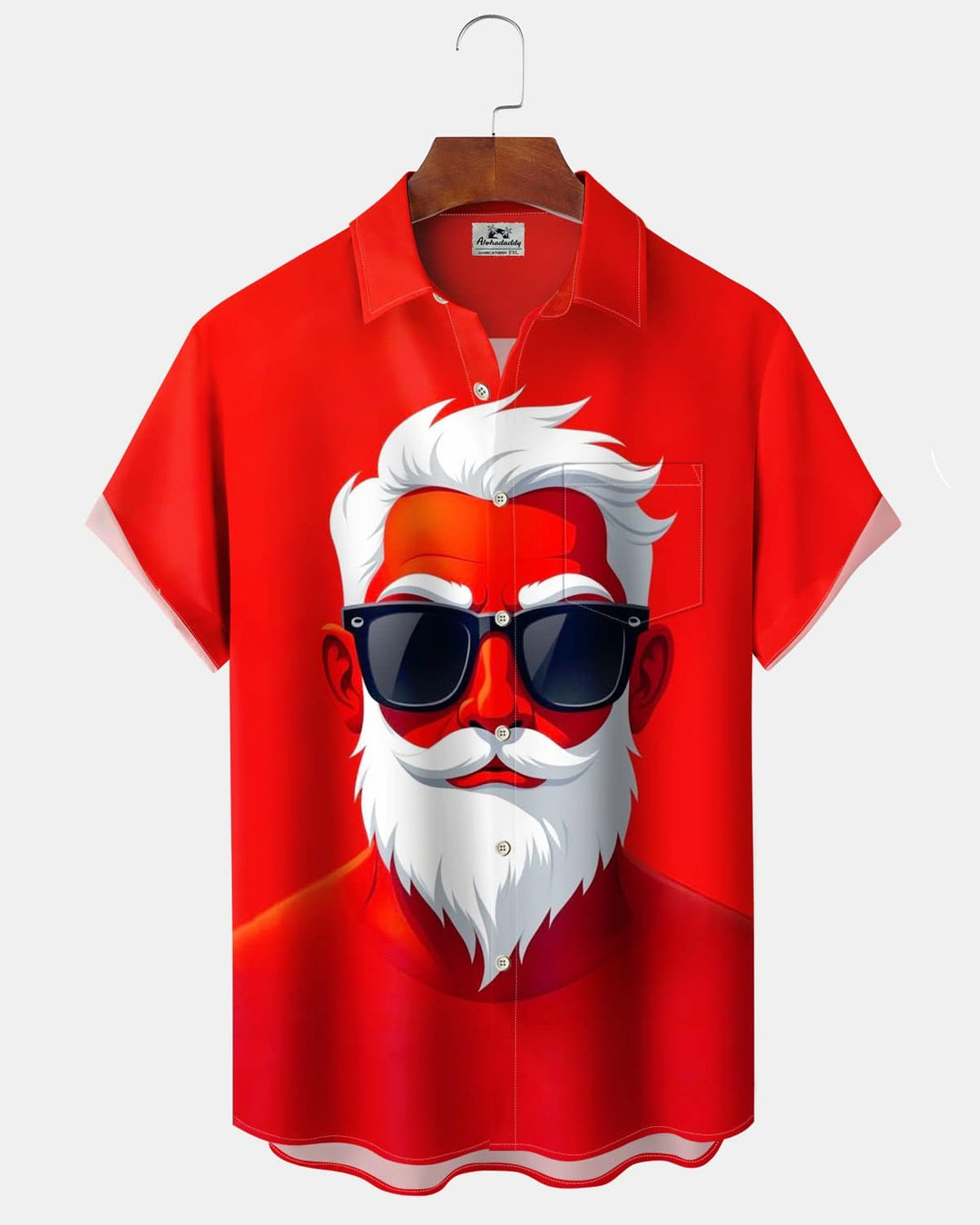 Alohadaddy® Holiday Santa Claus Portrait Printed Pocket Button Men&